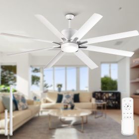 Kristoff 66" Large Ceiling Fan with Light & Remote Control, ETL Listed, 8 Blade Low Profile Ceiling Fan Light Fixture