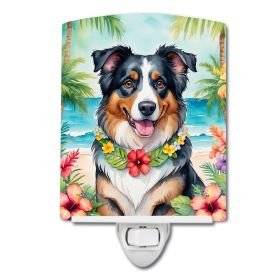 NEW Australian Shepherd Luau Ceramic Night Light Compact, UL-Certified, Ideal for Bedroom, Bathroom, Nursery, Hallway, Kitchen, 6x4x3, Multicolor