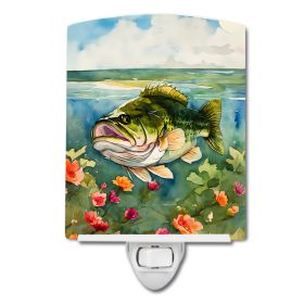 NEW Largemouth Bass Ceramic Night Light Compact, UL-Certified, Ideal for Bedroom, Bathroom, Nursery, Hallway, Kitchen, 6x4x3, Multicolor