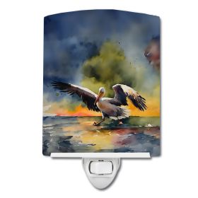 NEW Pelican Ceramic Night Light Compact, UL-Certified, Ideal for Bedroom, Bathroom, Nursery, Hallway, Kitchen, 6x4x3, Multicolor