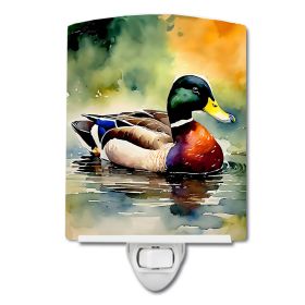 NEW Mallard Ceramic Night Light Compact, UL-Certified, Ideal for Bedroom, Bathroom, Nursery, Hallway, Kitchen, 6x4x3, Multicolor