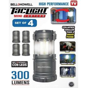 Bell + Howell Taclight LED Lantern with Automatic On/Off Function (Pull up OR push down), Collapsible As Seen On TV, 4 Pack