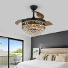 Modern Smart Ceiling Fan APP RC Adjustable 6 Level Speed Pendant Lighting Luminaire Bedroom 3 Heads Led Fandelier Lamp Indoor