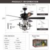 52 Inch Crystal Chandelier Fan with Lights and Remote Control, Modern Ceiling Fan with Dual Finish Reversible Blades, Fandelier for Living Room