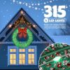 48in Pre-Lit Outdoor Christmas Wreath Decoration, LED Metal Holiday Decor for Home Exterior, Garden w/ 315 Lights, Bow - Green/Red