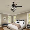 52 Inch Crystal Chandelier Fan with Lights and Remote Control, Modern Ceiling Fan with Dual Finish Reversible Blades, Fandelier for Living Room