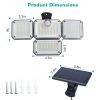 Solar Powered Wall Lights Outdoor Motion Sensor Lamps with Separate Solar Panel 4 Adjustable Heads 333Pcs Beads 120¬∞ Sensing Angle Remote Control Wat