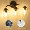 3-Light with Clear Glass Glacier Shade Unique Hand-make Lampshade Industrial Indoor Light Fixture for Bathroom Living Room Bedroom E26 Socket [No Bulb