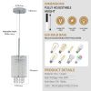 Modern Crystal Pendant Light 3-Pack Adjustable Chrome Hanging Ceiling Fixture with Clear Beads, Elegant Design for Kitchen Island, Dining Room