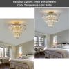 (Same as W1340102252/L5001) Gold Crystal Chandeliers,5-Tier Round Semi Flush Mount Chandelier Light Fixture