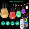 52.5FT Colorful Outdoor String Lights Smart RGB LED Patio Lights IP66 Waterproof