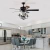 52 Inch Crystal Chandelier Fan with Lights and Remote Control, Modern Ceiling Fan with Dual Finish Reversible Blades, Fandelier for Living Room