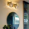 2-Light Soft Gold Wall Sconce Faceted Crystal Shade Wall Light