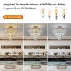 (Same as W1340102252/L5001) Gold Crystal Chandeliers,5-Tier Round Semi Flush Mount Chandelier Light Fixture