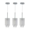 Modern Crystal Pendant Light 3-Pack Adjustable Chrome Hanging Ceiling Fixture with Clear Beads, Elegant Design for Kitchen Island, Dining Room