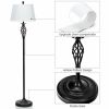 2 Table Lamps 1 Floor Lamp Set with Fabric Shades