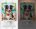 NEW Australian Shepherd Luau Ceramic Night Light Compact, UL-Certified, Ideal for Bedroom, Bathroom, Nursery, Hallway, Kitchen, 6x4x3, Multicolor