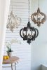 French Country Wood Chandelier, 6-Light Farmhouse Pendant Light Fixture with 28" Adjustable Chain for Kitchen Foyer Hallway, Bulb Not Included