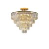 (Same as W1340102252/L5001) Gold Crystal Chandeliers,5-Tier Round Semi Flush Mount Chandelier Light Fixture