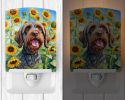 NEW Wirehaired Pointing Griffon in Sunflowers Ceramic Night Light Compact, UL-Certified, Ideal for Bedroom, Bathroom, Nursery, Hallway, Kitchen, 6x4x3