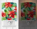 NEW Poinsettias in Watercolor Ceramic Night Light Compact, UL-Certified, Ideal for Bedroom, Bathroom, Nursery, Hallway, Kitchen, 6x4x3, Multicolor