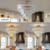 (Same as W1340102252/L5001) Gold Crystal Chandeliers,5-Tier Round Semi Flush Mount Chandelier Light Fixture