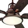 60" Wind and Sea Industrial Indoor Outdoor Ceiling Fan with Light LED Remote Control Dimmable Oil Brushed Bronze Brown