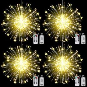 4 Packs; Fairy String Lights Christmas Lights; 90LED 8 Modes Dimmable String Fairy Lights With Remote Control; Waterproof Copper Wire Decorative Hangi (Color: Warm LED)