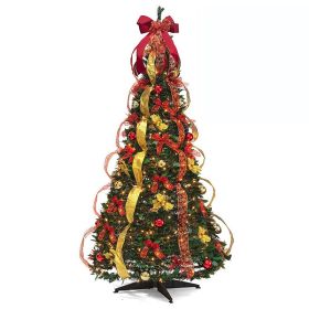 6FT Pop Up Christmas Tree with Lights, Pre-lit Artificial Christmas Trees (size: 180cm)