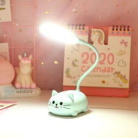 1pc Adjustable Table Lamp; Cartoon Cute Cat Night Light; USB Rechargeable LED Table Light; Child Eye Protection Warm White Desk Lamp (Color: Blue)