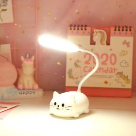 1pc Adjustable Table Lamp; Cartoon Cute Cat Night Light; USB Rechargeable LED Table Light; Child Eye Protection Warm White Desk Lamp (Color: White)