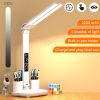 LED Desk Lamp Multifunction LCD Table Lamps With Calendar USB Dimmable Touch Night Light With Pens Holder Student Reading Office