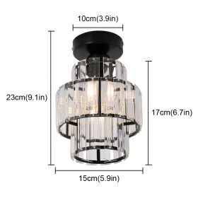 Modern K9 Crystal Pendant Light Led Ceiling Lamp Living Dining Room Nordic Chandelier Aisle Kitchen Island Decor Balcony Fixture (Body Color: Black 2)