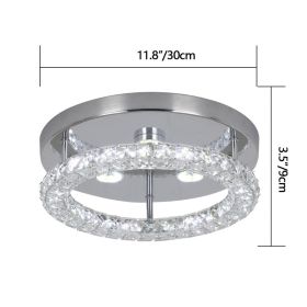 Simple Bedroom Ceiling Lamp Crystal Led Lighting Chandelier Suitable For Cloakroom Aisle Porch Changeable Pendant Lamp Fixture (Emitting Color: Cold White, Body Color: D dia30cm)