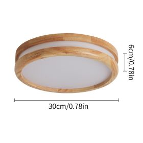 Modern Wooden Led Ceiling Lamp Aisle Light Bedroom Corridor Decor Balcony Minimalist Chandelier Pendant Light Bathroom Fixture (Emitting Color: changeable, Body Color: Round A)