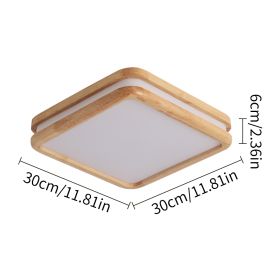 Modern Wooden Led Ceiling Lamp Aisle Light Bedroom Corridor Decor Balcony Minimalist Chandelier Pendant Light Bathroom Fixture (Emitting Color: Cold White, Body Color: Square)