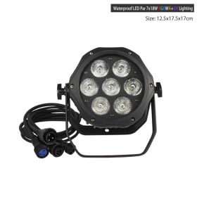 Shehds 7x18W LED Outdoor Waterproof Light 7x12W Par Lights Projector Landscape effect for Park Garden Disco KTV Party Bar Lamp (Plug Type: US Plug, Color: 7x18W Waterproof)