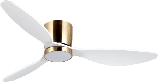 reiga 52 Inch Smart White Ceiling Fan with Dimmable Light and Remote Control, 3 Blades Modern Indoor Outdoor Ceiling Fans (Color: White  Flush Mount)