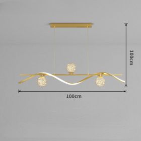 Modern LED Chandelier for Living Room Dining Room Glass Ball Kitchen Lamp Home Decor Lighting Novelty Nordic LED Hanging Lights (Lampshade Color: B-100cm Golden, Emitting Color: warm light)