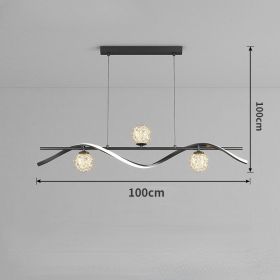 Modern LED Chandelier for Living Room Dining Room Glass Ball Kitchen Lamp Home Decor Lighting Novelty Nordic LED Hanging Lights (Lampshade Color: B-100cm Black, Emitting Color: warm light)