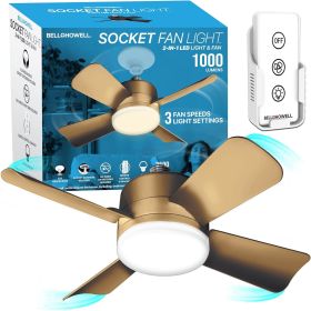 Socket Fan Light Original ‚Äì Warm Light Ceiling Fans with Lights and Remote | with Replacement for Bulb/Ceiling (Blade Color: Bronze)