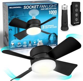 Socket Fan Light Original ‚Äì Warm Light Ceiling Fans with Lights and Remote | with Replacement for Bulb/Ceiling (Blade Color: black)