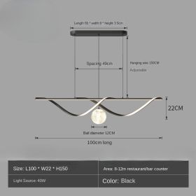 Modern LED Chandelier for Living Room Dining Room Glass Ball Kitchen Lamp Home Decor Lighting Novelty Nordic LED Hanging Lights (Lampshade Color: C-100cm Black, Emitting Color: warm light)