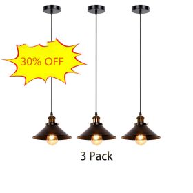 Retro Attic Wrought Iron Little Black Umbrella Hanging Lamp E27 Bedroom Kitchen Dining Room Living Room Aisle Indoor Lighting (Body Color: YY-PD2020-3)