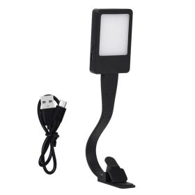 LED Clip On Reading Light 3 Brightness Levels Eye Care Book Lamp Bright LED Clip Lights For Reading In Bed Lightweight Ideal For (Color: Black)