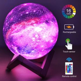 T20 3D Printing Moon Lamp Galaxy Moon Light Kids Night Light 16 Color Change Touch Remote Control Galaxy Light Dropshipping Link (Color: 12cm, Emitting Color: 16 colors)