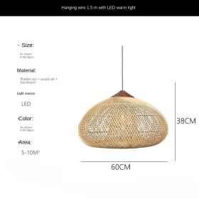 Vintage Pendant Lights Hight Quality Rattan Lamps Dining Room Restaurant Kitchen Light Fixtures Loft Luminaries Home Decor (Body Color: Beige C 60cm)