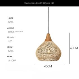 Vintage Pendant Lights Hight Quality Rattan Lamps Dining Room Restaurant Kitchen Light Fixtures Loft Luminaries Home Decor (Body Color: Beige D 40cm)