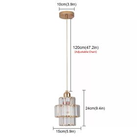 Modern Pendant Light Crystal Led Gold Chandelier Ceiling Lamp Living Dining Room Luminaire Aisle Kitchen Island Decor Fixture (Body Color: Pendant 15cm)