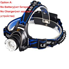 ZK20 Rechargeable Waterproof Headlamp Zoomable 3 Modes LED Headlight Head Lamp Work LED Helmet Head Light Torch Flashlight (Emitting Color: option A)